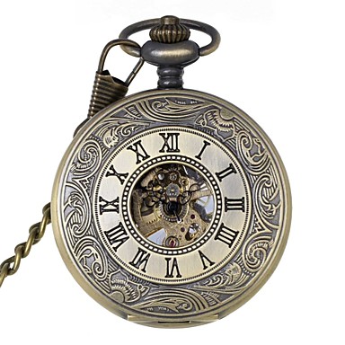 Buy Men's Retro Hollow Roman Numbers Mechanical Pocket Watch Brand New Hand Wind .